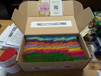 Box of seed packets.