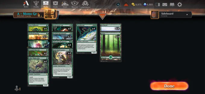 Deck
4 Ba Sing Se (TLA) 266
18 Forest (ANA) 9
4 Badgermole Cub (TLA) 167
4 Llanowar Elves (FDN) 227
4 Ouroboroid (EOE) 201
4 Gene Pollinator (EOE) 186
4 Chittering Illuminator (Y25) 15
4 Hardened Bonds (Y25) 16
4 Valley Mightcaller (BLB) 202
4 Pawpatch Recruit (BLB) 187
4 Keen-Eyed Curator (BLB) 181
2 Heritage Reclamation (TDM) 145