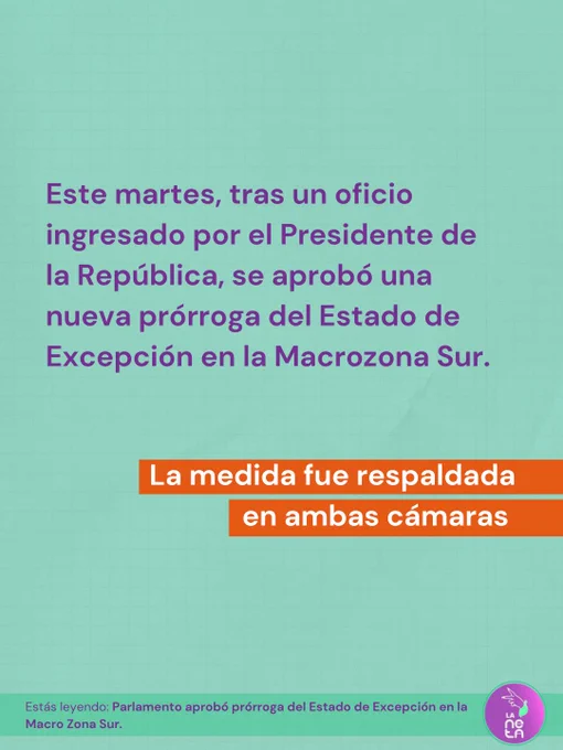 Este martes, tras un oficio ingresado por el Presidente de la República, se aprobó una nueva prórroga del Estado de Excepción en la Macrozona Sur.

La medida fue respaldada en ambas cámaras