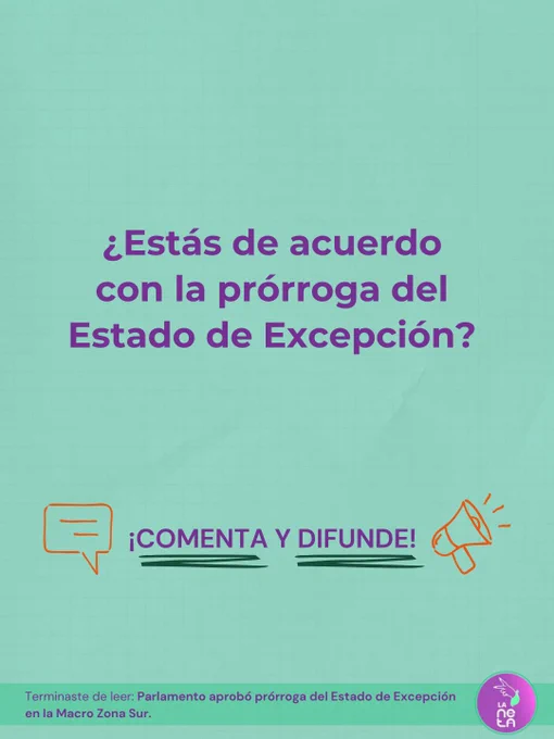 ¿Estás de acuerdo con la prórroga del Estado de Excepción? 

¡Comenta y difunde! 