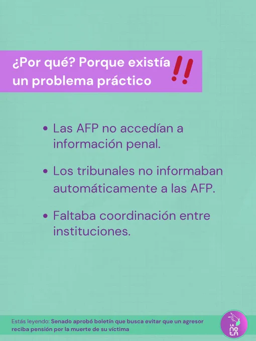 ¿Por qué? Porque existía un problema práctico

- Las AFP no accedían a información penal.
- Los tribunales no informaban automáticamente a las AFP.
- Faltaba coordinación entre instituciones.