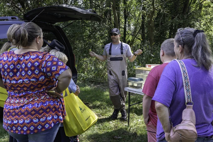 An expert conducts a demonstration at the Gwynne Conservation Area.