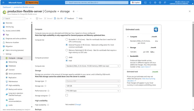 Screenshot showing how to select the Compute   storage page.