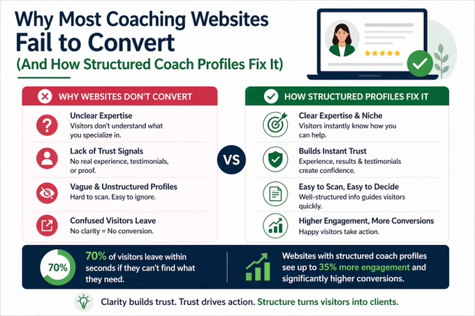 Why Most Coaching Websites Fail to Convert (And How Structured Coach Profiles Fix It)