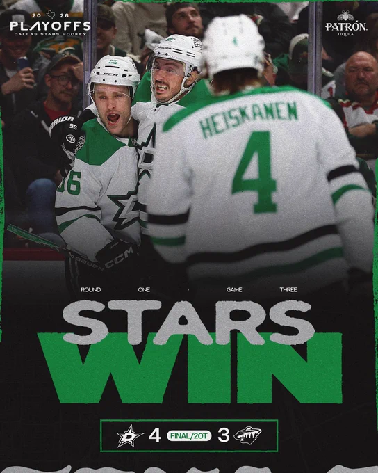 Stars win 4-3 in 2ot