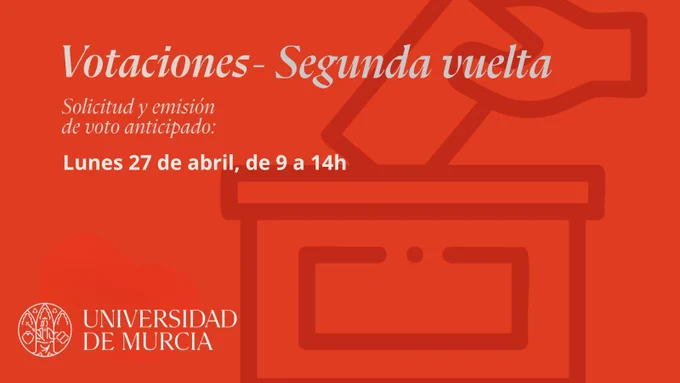 Cartel con información sobre voto anticipado en la segunda vuelta: lunes 27 abril, de 9 a 14h