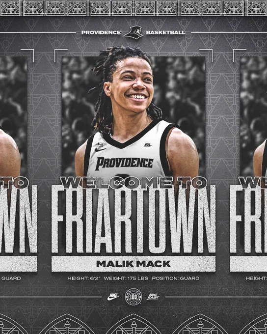 Welcome to Friartown - Malik Mack Height six feet two inches, weight one hundred seventy-five pounds, position guard