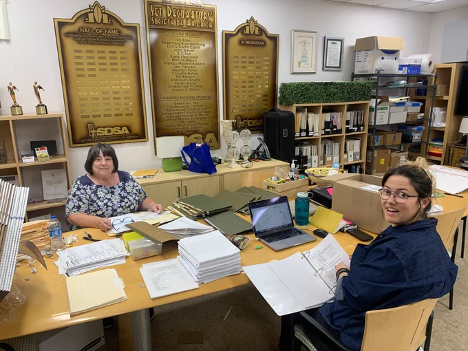 Former SDSA president, Laura Richarz (Lifetime Achievement Honoree) and current president
Kelsey Fowler took over the conference table to go through each file. Gene is a wealth of information about the organization, a must have for deciding what to keep and what to shred. 