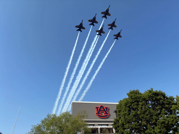 Blue Angels flying over Auburn University