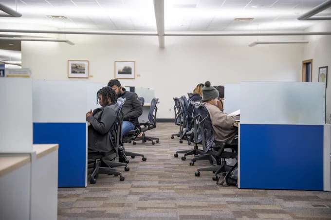 Students studying at Chambers Library.