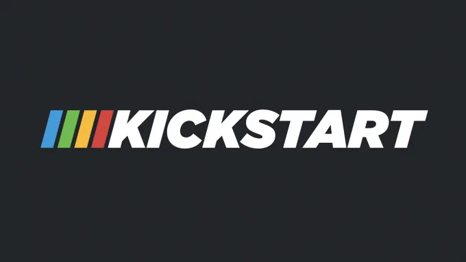The Kickstart logotype with four colored stripes next to it.