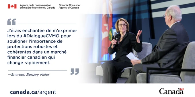 « J’étais enchantée de m’exprimer lors du #DialogueCVMO pour souligner l’importance de protections robustes et cohérentes dans un marché financier canadien qui change rapidement. »