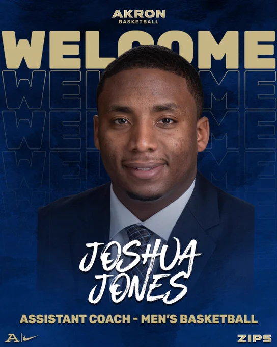 A welcome graphic for new men's basketball coach Joshua Jones