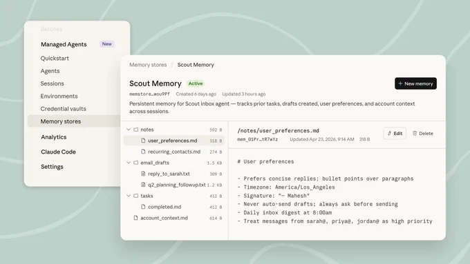Memory on Claude Managed Agents is now in public beta