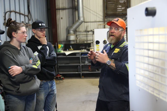 Students on the National Apprenticeship Week talent tour at MacAllister Machinery.