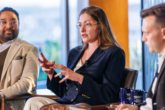 Mana Afsari at the April 22, 2026 Salt and Light Gathering, “The Crisis of Connection: Strengthening Faith and Relationships” at Georgetown University’s Capitol Campus.