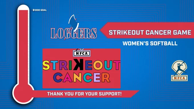 Graphic saying the Logger Softball team raised $1000 at the StrikeOut Cancer Game.