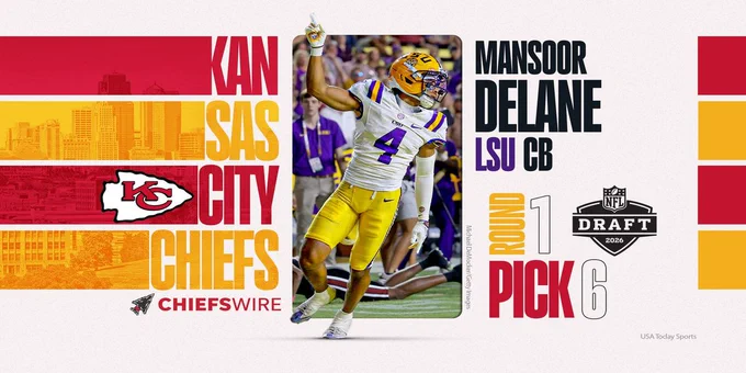 Chiefs select LSU DB Mansoor Delane at No. 6 in the 2026 NFL Draft