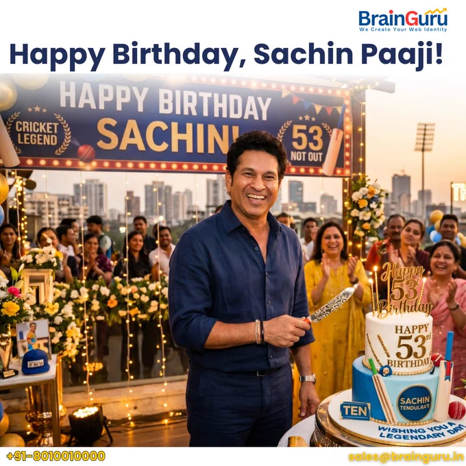 Happy Birthday, 𝗦𝗮𝗰𝗵𝗶𝗻 𝗧𝗲𝗻𝗱𝘂𝗹𝗸𝗮𝗿! 
To the Master Blaster, the God of Cricket, and the pride of a billion hearts - wishing you a very happy birthday! 
You didn't just play cricket. You made an entire nation pause, pray, and believe. Every cover drive was poetry, every century a national celebration, and every innings a lesson in humility and greatness. 
From 𝗦𝗵𝗮𝗿𝗷𝗮𝗵 𝘀𝗮𝗻𝗱𝘀𝘁𝗼𝗿𝗺𝘀 to the 𝟮𝟬𝟭𝟭 𝗪𝗼𝗿𝗹𝗱 𝗖𝘂𝗽 𝗴𝗹𝗼𝗿𝘆 - you gave us memories we'll tell our grandchildren about. 
Thank you for teaching us that talent wins matches, but character wins hearts. 

Here's to the legend who carried the weight of a nation's dreams on his shoulders - with a smile.
Happy Birthday, Sachin Paaji! 
#HappyBirthdaySachin #SachinTendulkar #MasterBlaster #GodOfCricket #CricketLegend #IndianCricket #SRT