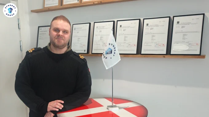 Image 2 - Milan Falsing at Synergy Denmark, reflecting his dual role in maritime HR and service with the Danish Naval Home Guard.
 