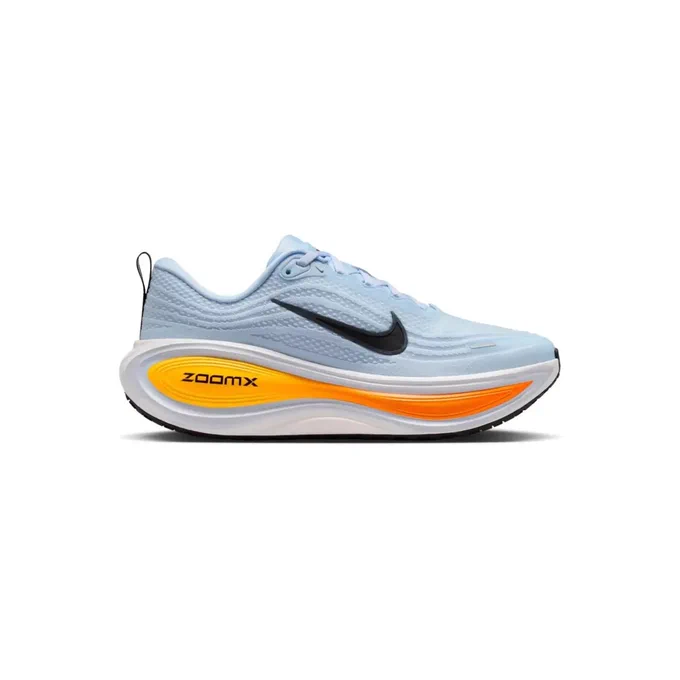 Nike Vomero Plus men's daily trainer in light blue with a black Swoosh and an orange ZoomX midsole, new at Running Niche.