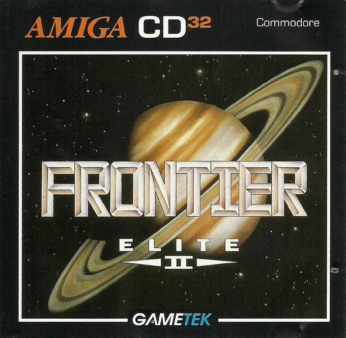 Frontier Elite 2 (Gametek/Konami, 1993) for the Commodore CD32 console - CD box cover.
