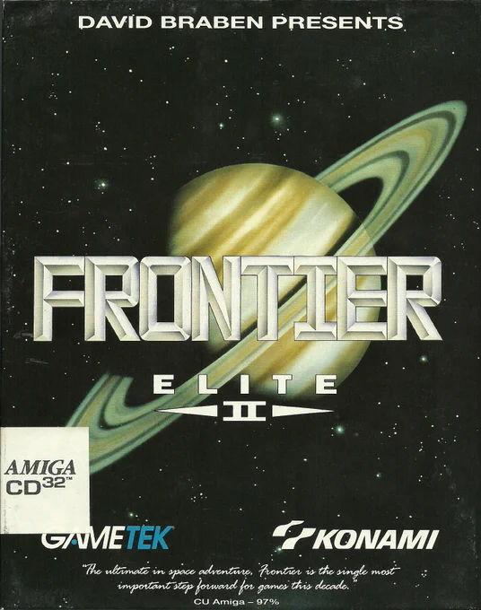 Frontier Elite 2 (Gametek/Konami, 1993) for the Commodore CD32 console - retail box (front).
