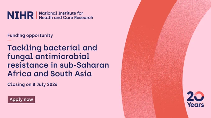 Funding opportunity: Tackling bacterial and fungal antimicrobial resistance in sub-Saharan Africa and South Asia. Closing on 8 July 2026. Apply now.
