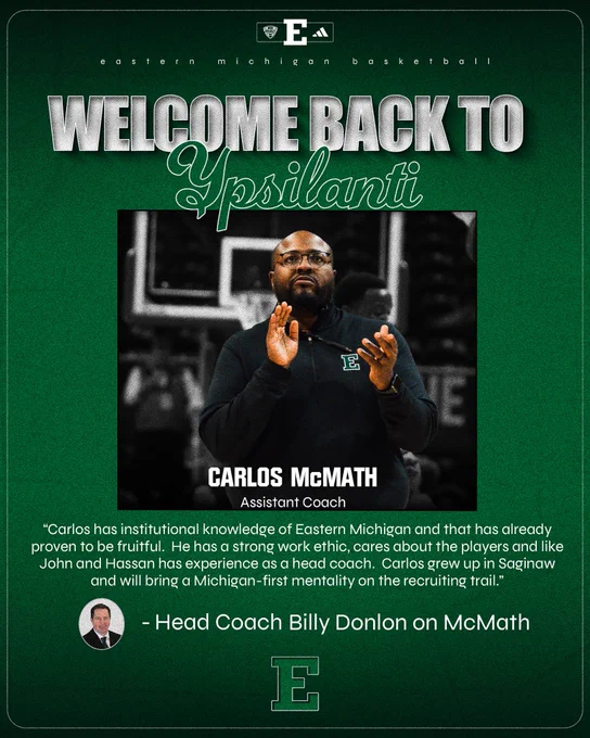 Graphic welcoming Carlos McMath back to Ypsilanti