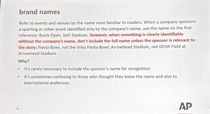 Slide shows guidance on brand names, like GEHAField at Arrowhead