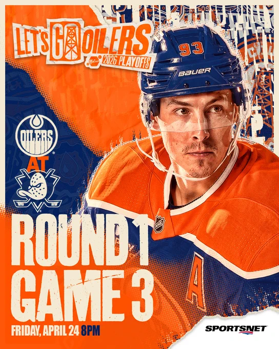 Oilers game graphic featuring a photo of Ryan Nugent-Hopkins