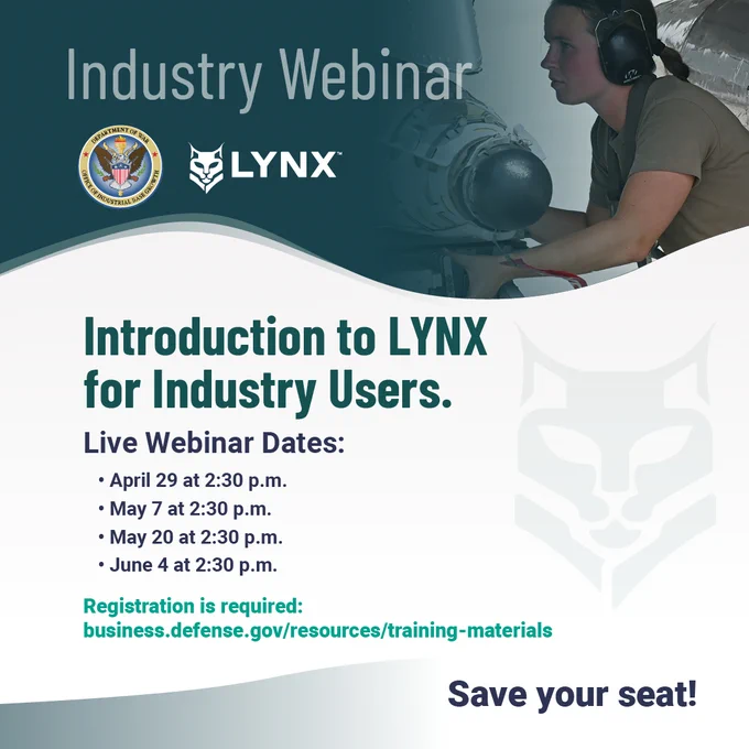 Businesses across the country are looking for better ways to navigate government contracting and find the right opportunities. We’re hosting a series of live demo sessions to walk you through how LYNX, the Department of War's digital platform, helps businesses.