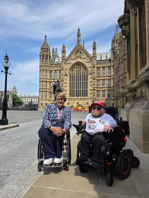Dermot and Tanni Grey-Thompson outside House of Lords
