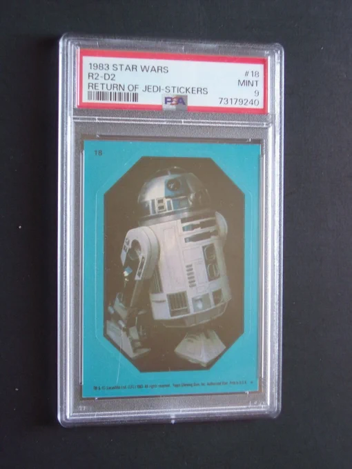 1983 , R2 - D2, Return of the Jedi-Stickers, Blue, Card# 18, PSA-9