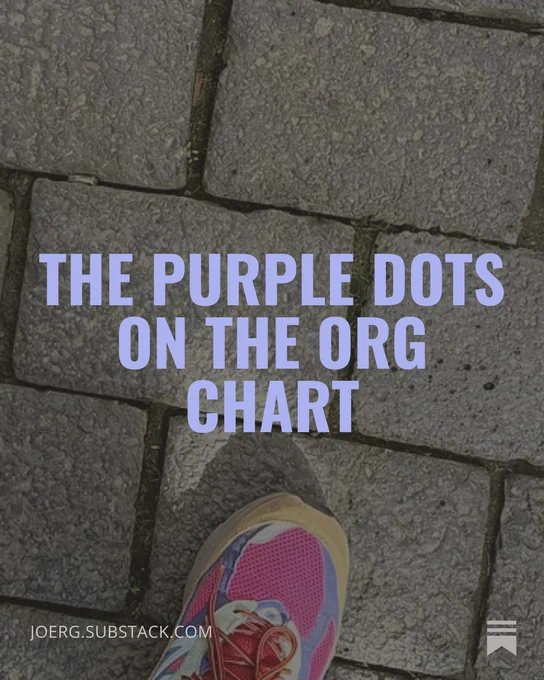 The Purple Dots on the Org Chart. New Newsletter is out. Picture of me on a walk in an old town last Sunday.