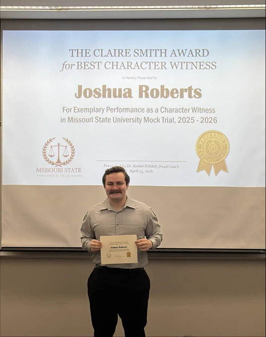 Joshua Roberts awarded Best Character Witness