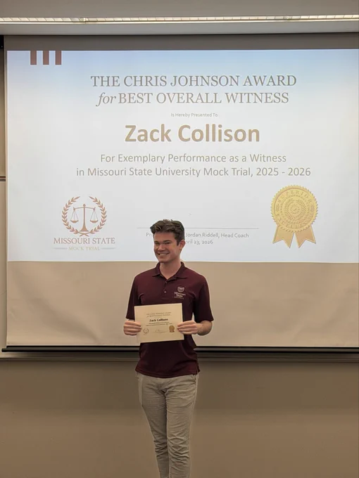 Zack Collison awarded Best Overall Witness
