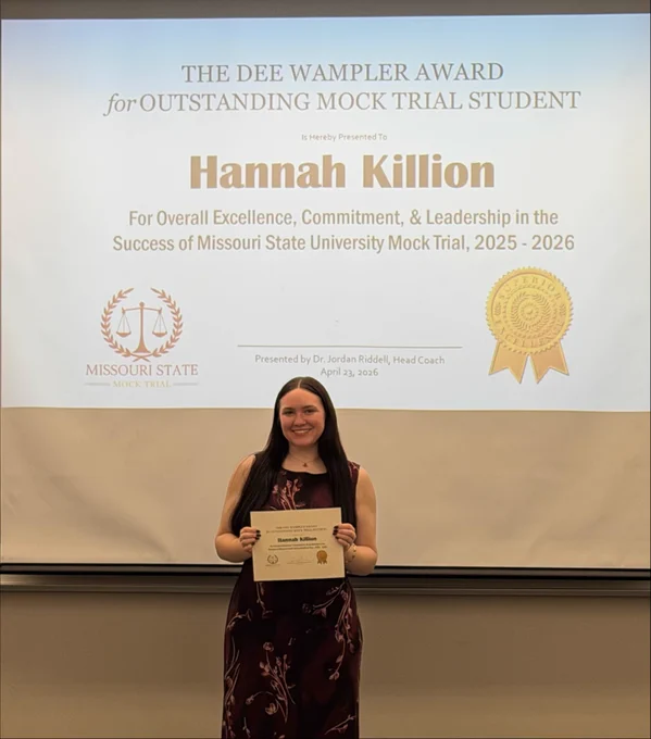 Hannah Killion awarded Outstanding Mock Trial Student
