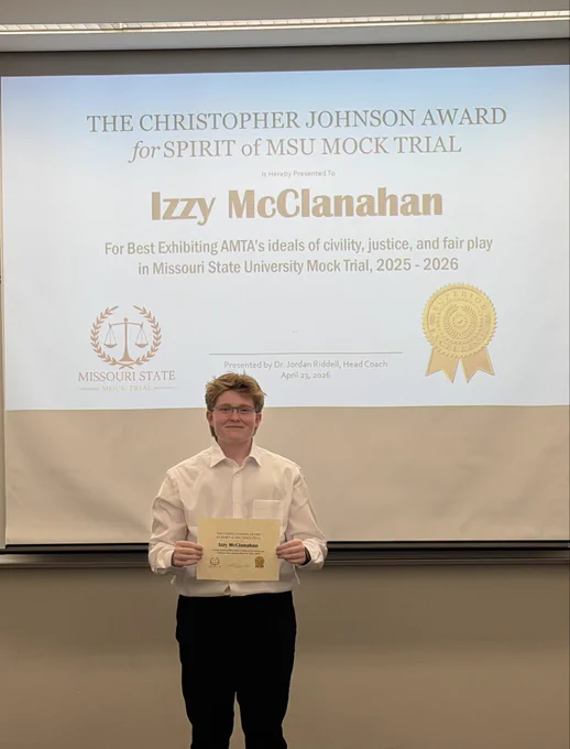 Izzy McClanahan awarded spirit of MSU Mock Trial