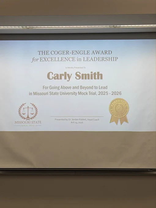 Carly Smith awarded Excellence in Leadership