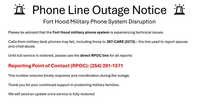 Temporary phone line outage
