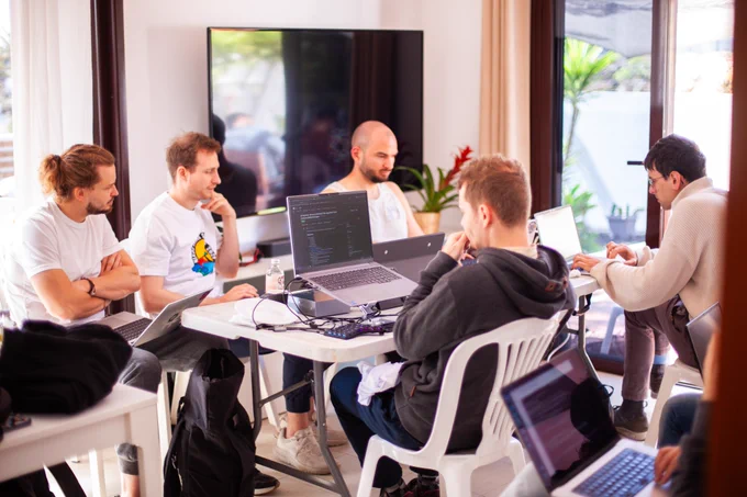 Hackers hacking on NixOS at the Oceansprint