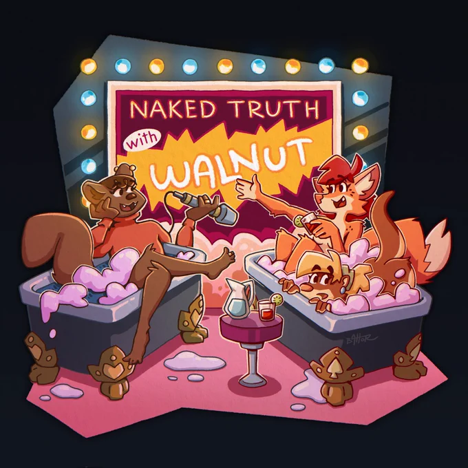 Anthro Marten, Fox and Otter on a Naked Truth with Walnut.