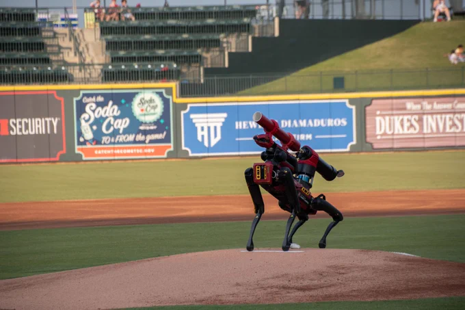 Spot the robotic dog ready to throw the first pitch at Segra Park.