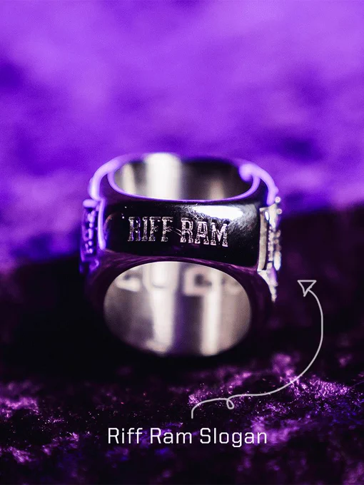 Photo of TCU Soccer’s 2025 ring with the Riff Ram slogan featured.