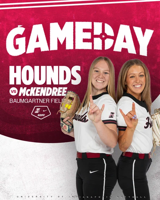 UIndy softball gameday. Hounds versus McKendree at Baumgartner Field. The featured student-athletes are Caitlin Bunte and Christina Stankus.
