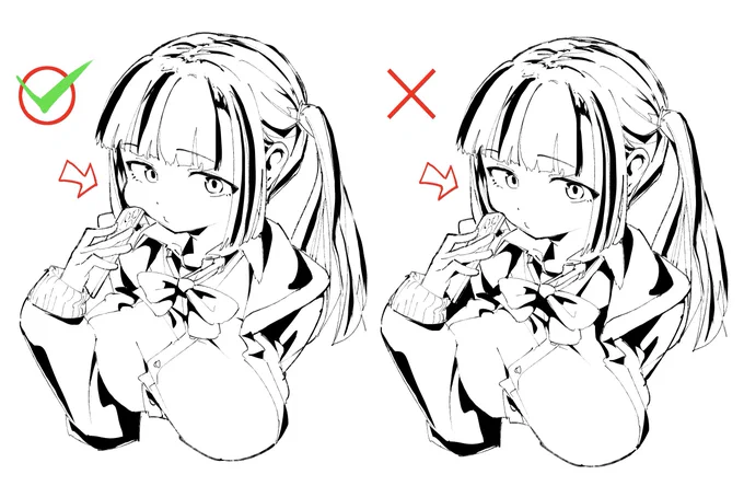 イラスト講座 (Illustration tutorial). 頬の描き方 (How to draw cheeks). 比較 (Comparison).