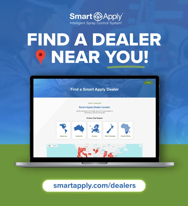 📍 Looking for a Smart Apply® dealer near you?

Use our find a dealer tool to quickly find trusted partners in your area. Whether you are ready for a demo, installation, or just want to learn more, our dealer network is here to help you get started with precision spraying.

Find your nearest dealer at https://www.smartapply.com/dealers.

#PrecisionAg #SmartApply #AgriTech #Agriculture #JohnDeere #PrecisionSpraying #HighValueCrops