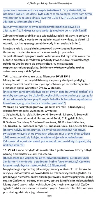 Druga relacja Szmula Wasersztajna nt. zbrodni w Jedwabnem - str 2/4