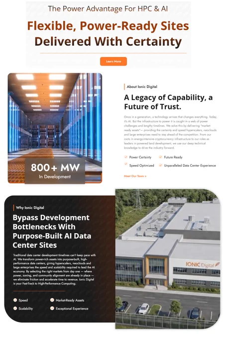 Ionic Digital revamps Hut 8 old era website with a 100% focus on AI and HPC
